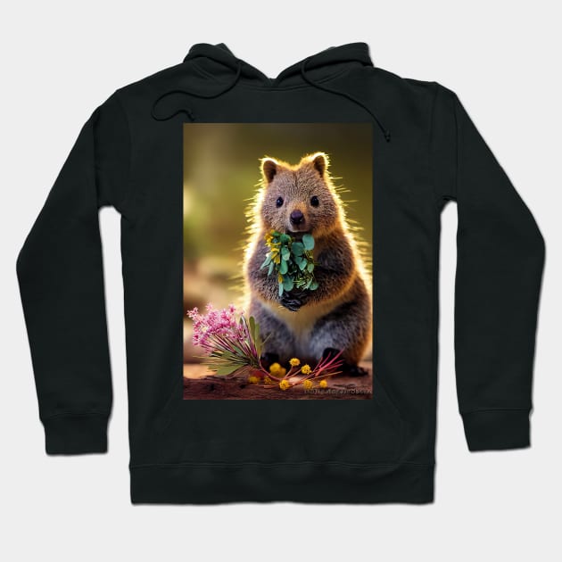 Cute quokka with Australian wild flowers v3 Hoodie by rolphenstien